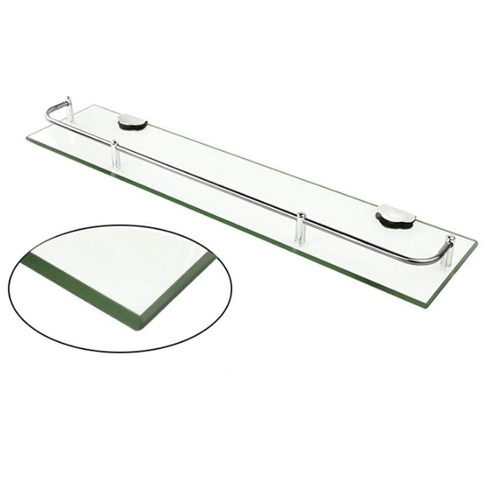 image 1 of Living and Home Bathroom Tempered Glass Shelf Wall Mounted - 60cm