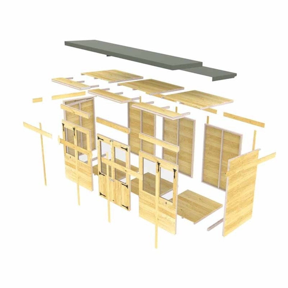 image 1 of 12ft x 4ft Pent Summer House - Wood - L118 x W358 x H201 cm Brown