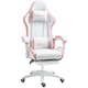 image 1 of Vinsetto Computer Gaming Chair, PU Leather Office Desk Chair with Footrest, Swivel Wheels, 135 Reclining Back, Lumbar Support, Headrest for Home, White and Pink