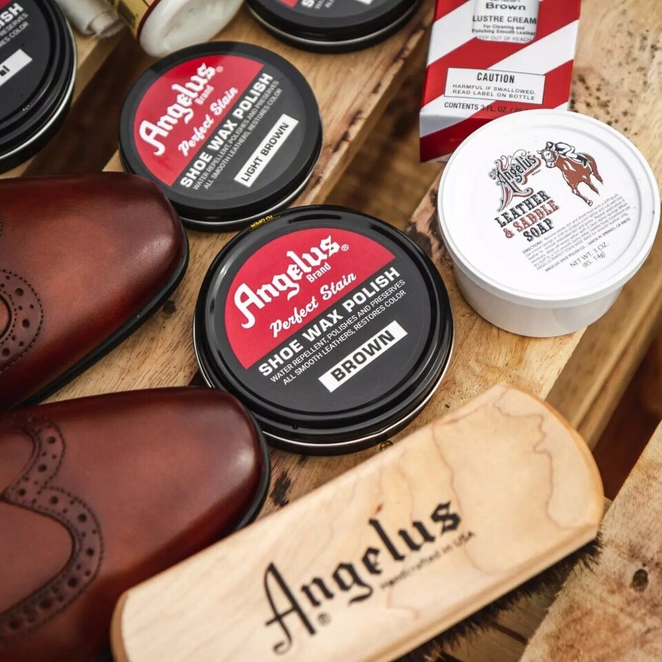 image 1 of Angelus Perfect Stain Wax Polish - All-in-One Leather Shoe Care 60ml | Brown | Dark Brown