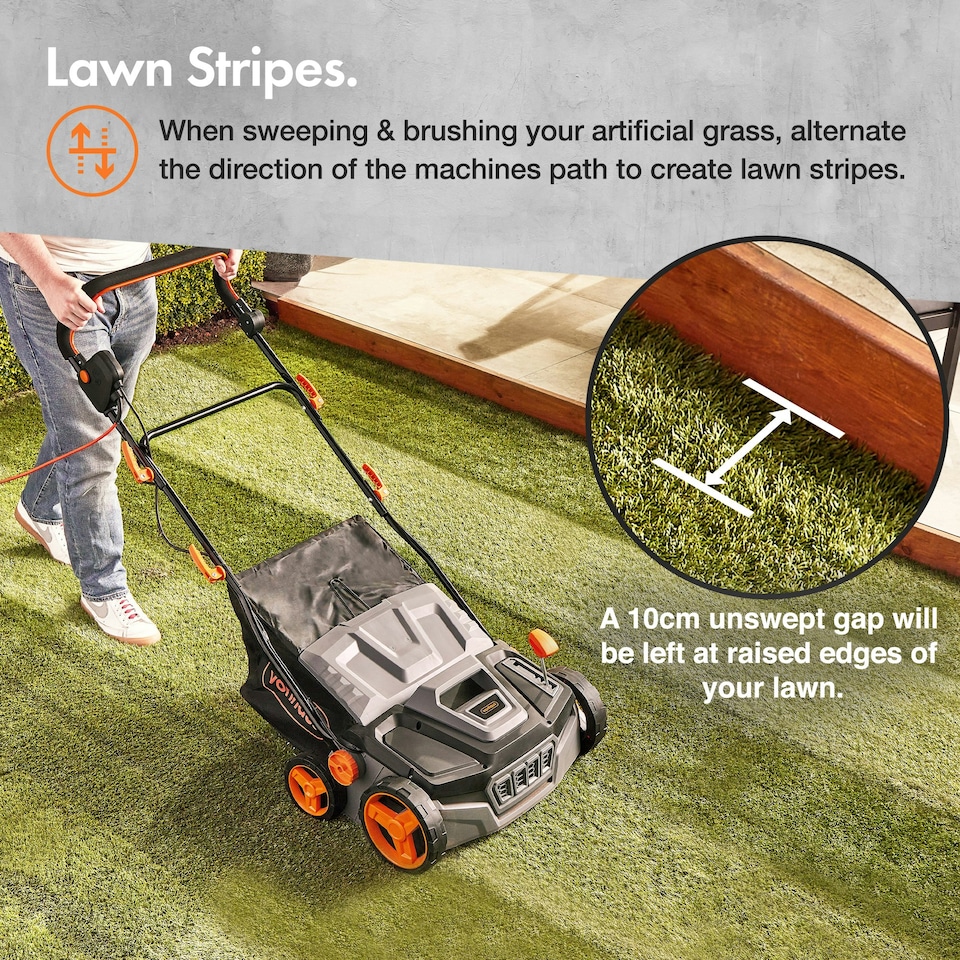 image 1 of VonHaus Artificial Grass Brush Sweeper Cleaner Machine 1800W