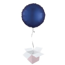 Navy Blue Satin Luxe Round Shape Foil Helium Balloon - Inflated Balloon in a Box