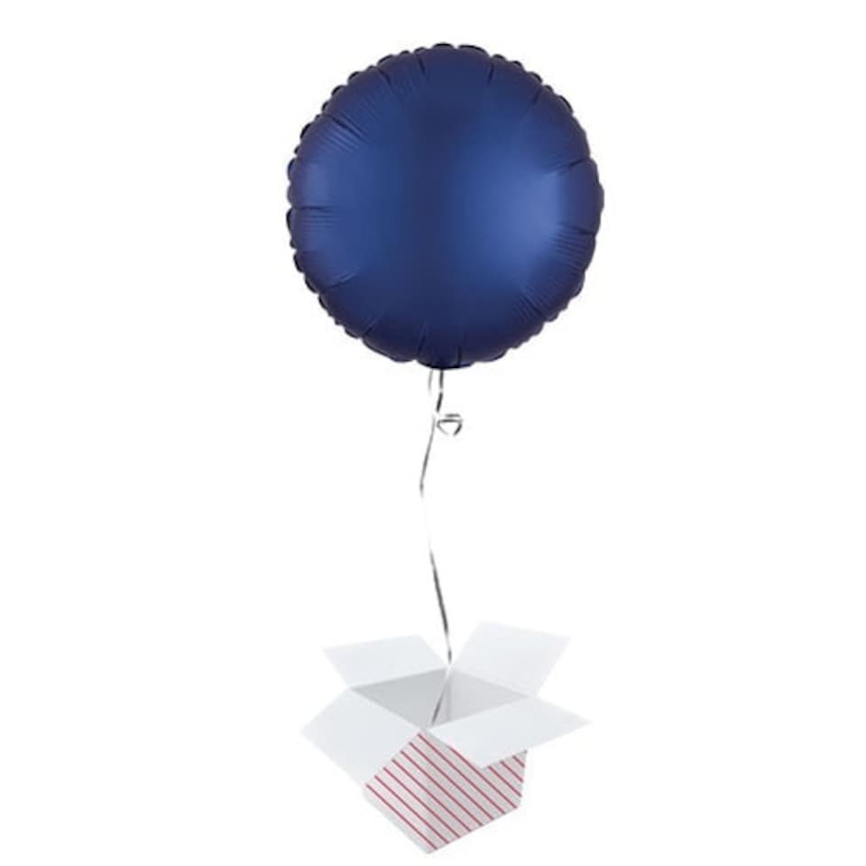 Navy Blue Satin Luxe Round Shape Foil Helium Balloon - Inflated Balloon in a Box
