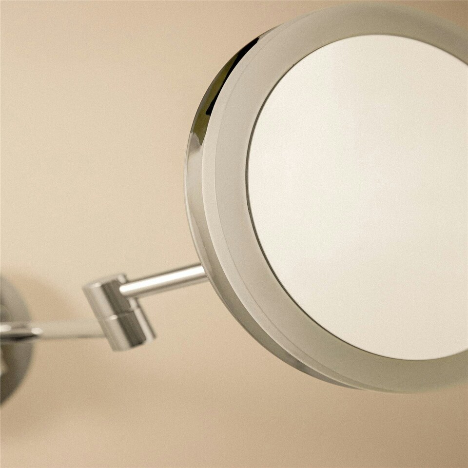 image 1 of Cosmic Wall Magnifying Mirror with Adjustable LED Light for Bathroom, Light Grey