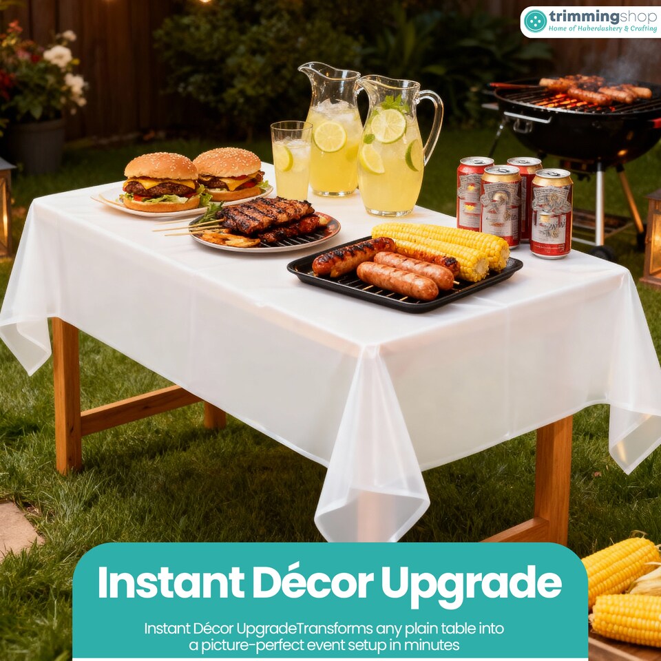 image 1 of Disposable Plastic Table Cover, Table Liner - 54" x 72"