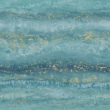Muriva Semper Marble Effect Wallpaper - Teal/Gold - 10m x 53cm Green