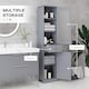 image 3 of kleankin Bathroom Storage Cabinet with 3-tier Shelf Drawer Door, Floor Cabinet Free Standing Tall Slim Side Organizer Shelves, Grey