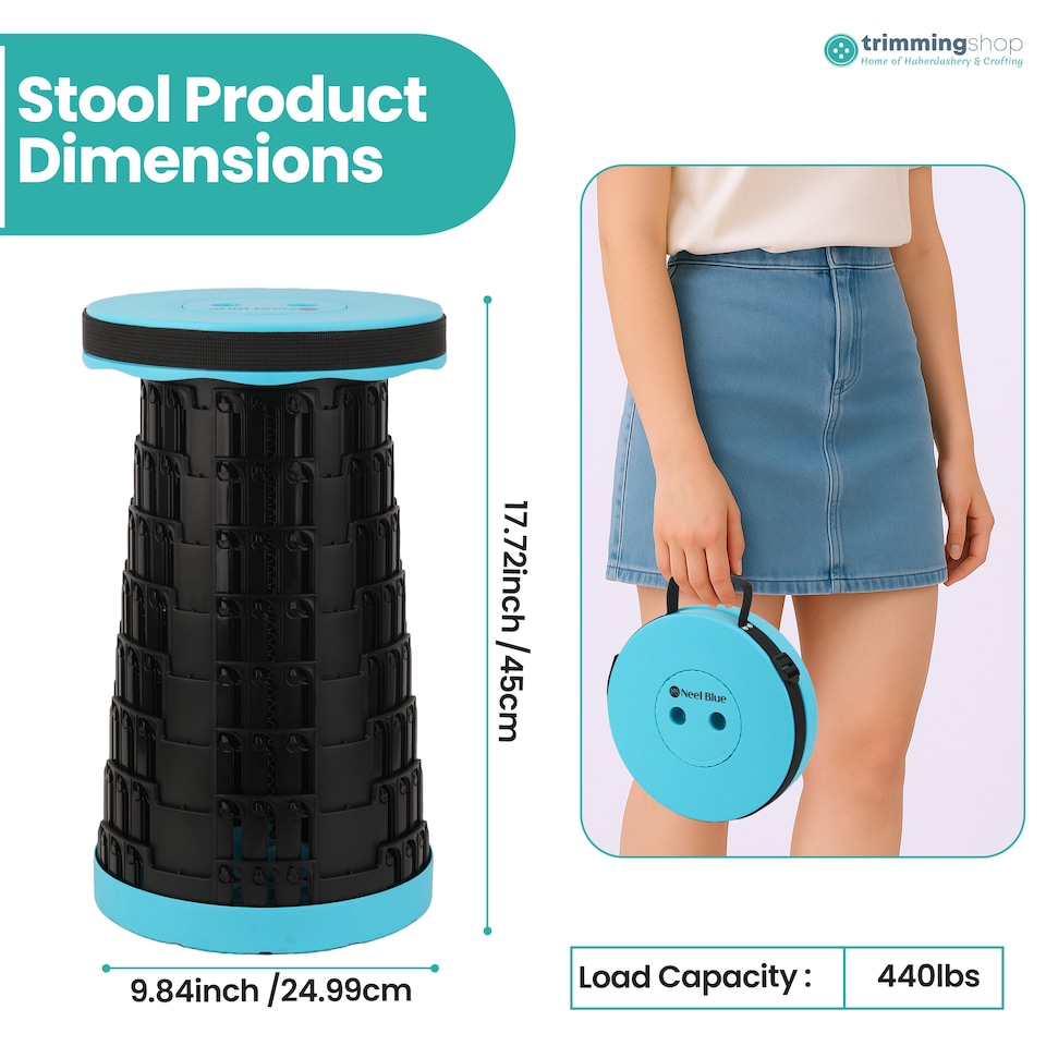 image 1 of Trimming Shop Portable Folding Stool, Telescopic Collapsible Stool