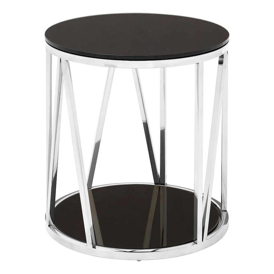 image 1 of Interiors By Premier Modern Round Chrome Finish Side Table, Durable Side Table For Livingroom, Tempered Glass Modern Side Table Silver