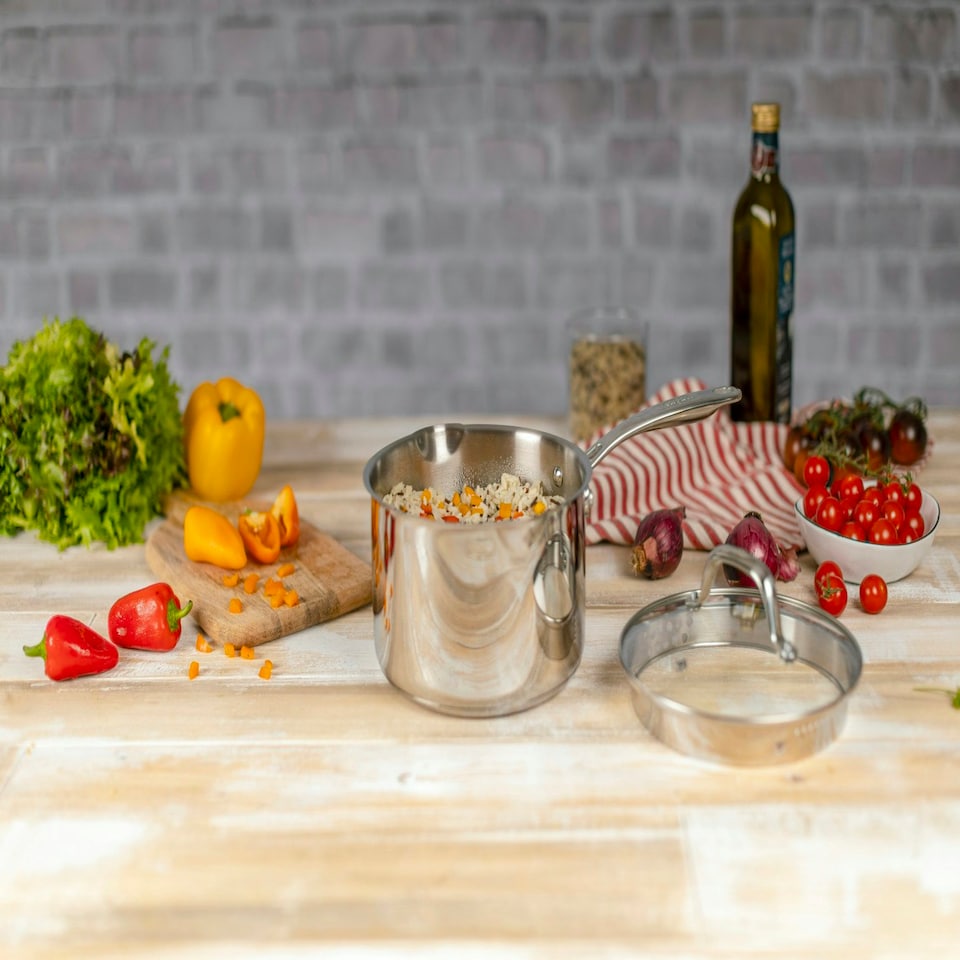 image 1 of Allround Plus 3pc saucepan set with draining lids Silver