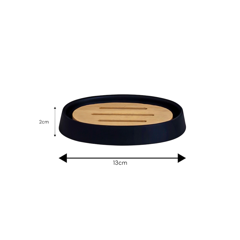 image 1 of Showerdrape Sonata Black & Bamboo Soap Dish | Black | 1