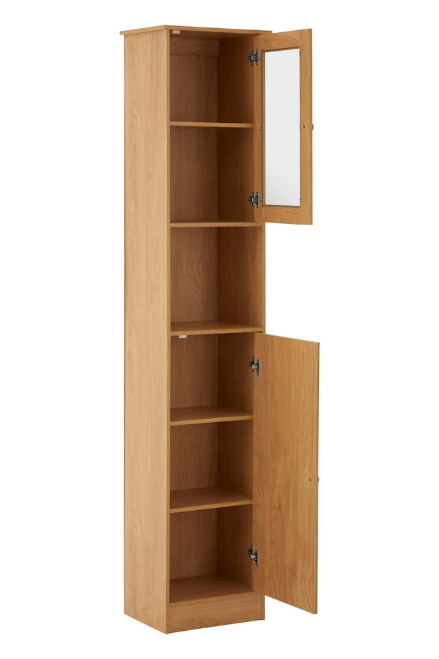image 1 of Portland Tall Oak Veneer Cabinet | Cream