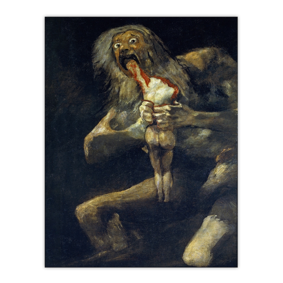 image 1 of Francisco Goya Saturn Devouring His Son Painting Framed Wall Art Print A4
