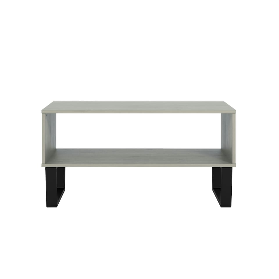image 1 of Texas Open Coffee Table With Undershelf - Solid Wood Top and Black Metal Underframe | Grey | Solid Grey Wax | One Size | 1