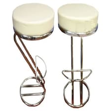 Z Shaped White Breakfast Bar Stool Chrome Frame White