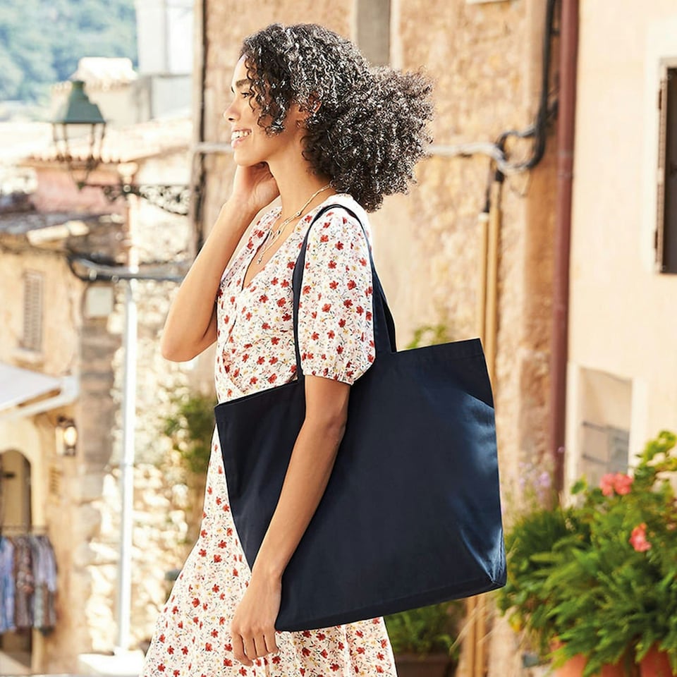 image 1 of Westford Mill Organic Premium Cotton Maxi Tote - French Navy - One Size | Blue