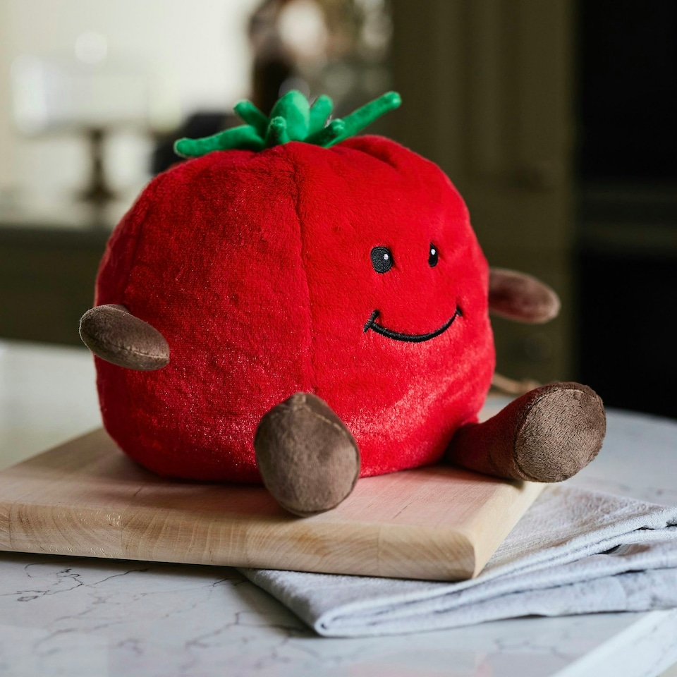 image 1 of Warmies Tomato Plush , Large Size, Fully Microwave Safe and Weighted Cuddly for Anxiety, Cool in The Freezer or Heat in The Microwave, Soft Heat Cushion