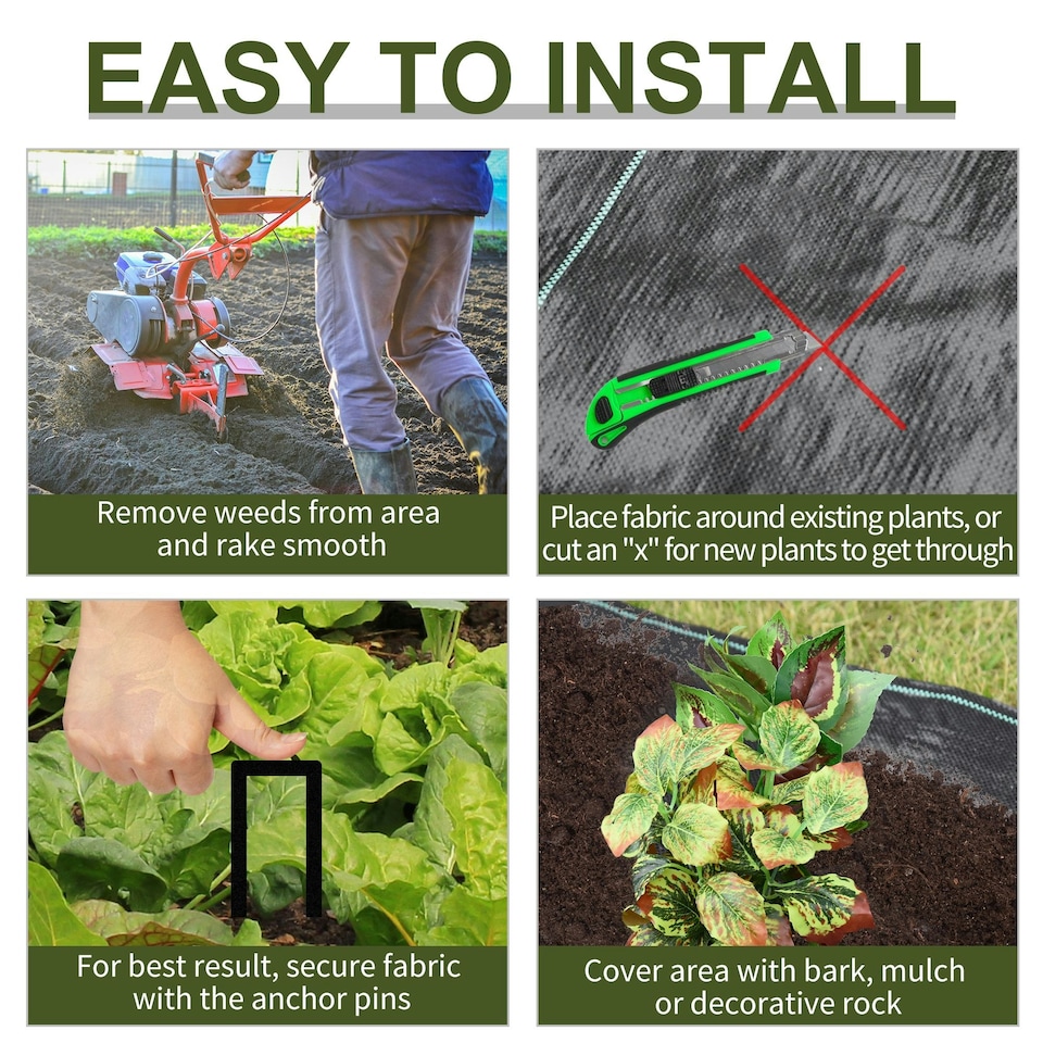 image 1 of Outsunny 2x50m Weed Barrier Fabric Durable Convenient Design Weed Block Mat