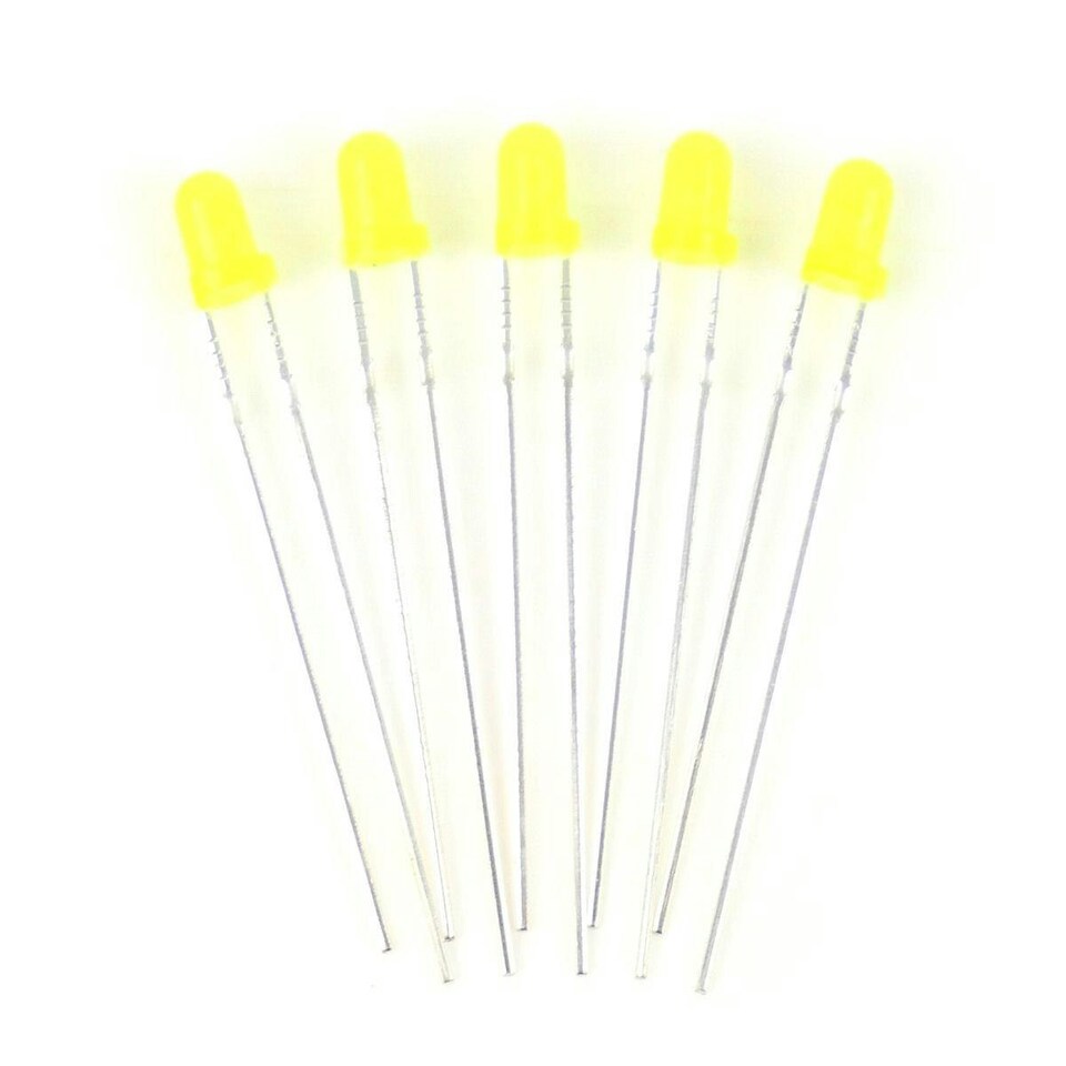 image 1 of Gaugemaster Electric Yellow 3mm 12v LEDs (5) - Use GM76 Resistors