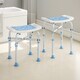 image 5 of HOMCOM Shower Chair for the Elderly and Disabled, Adjustable Padded Shower Stool with Built-in Handle and Non-slip Suction Foot Pads, Light Blue | Blue