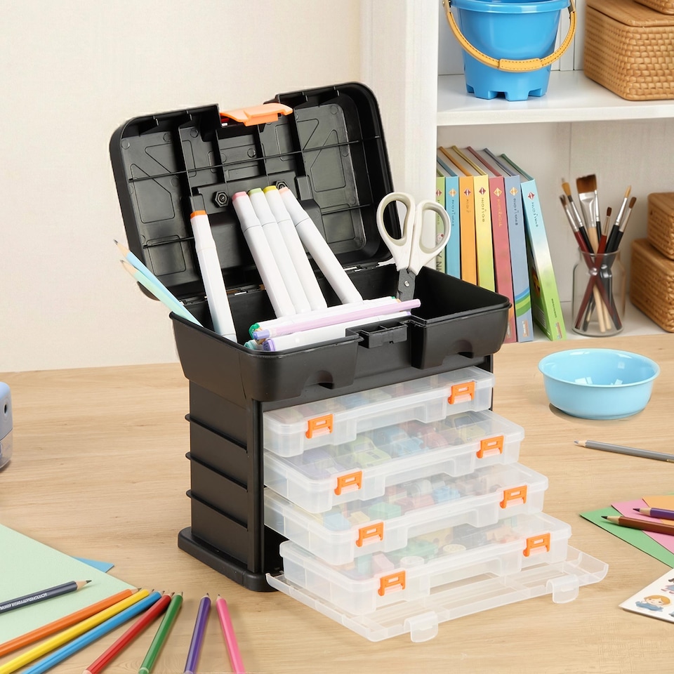image 1 of VonHaus Multi-purpose Utility Tool Box with 4 Removable Trays