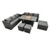 image 1 of Fimous Rattan Garden Furniture Firepit Dining Set 9 Seater Lounge Sofa Table Set with 3 Footstool