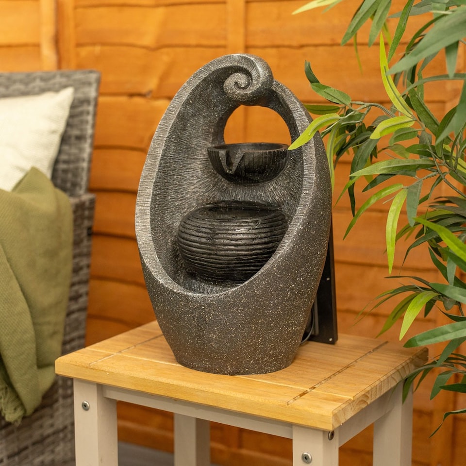 image 1 of ValueLights Swirl Outdoor Solar Decorative Water Fountain