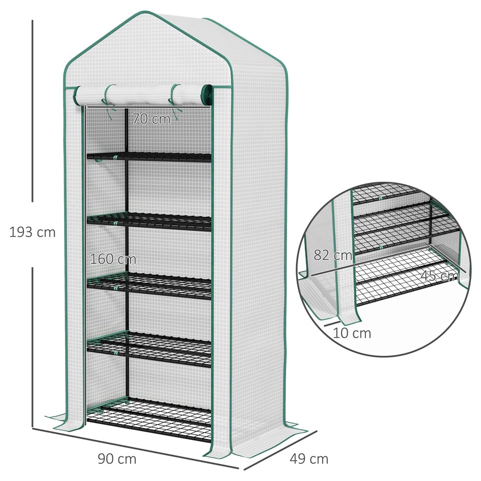 image 1 of Outsunny Widened Mini Greenhouse 5 Tier Green House, 193H x 90W x 49Dcm, Green
