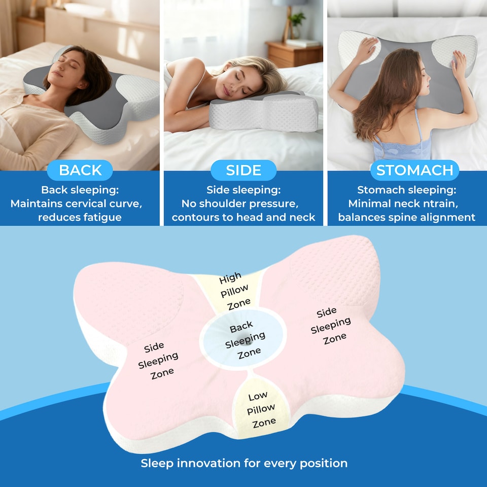 image 1 of Lavio Ergonomic Cervical Memory Foam Pillow for Neck Pain Relief Cool Breathable