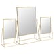 image 1 of Harbour Housewares 3pc Dressing Table Mirror Set - 2 Sizes - Gold - Makeup Mirror Bathroom Mirror Vanity Mirror Tabletop Mirror | Gold | Gold | L - 50 x 32 x 16.5 CM | S - 39 x 22 x 15 CM | 2