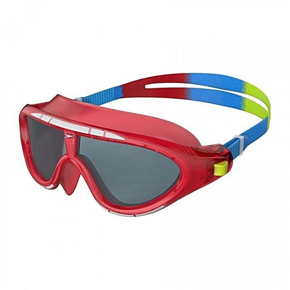 image 1 of Speedo Childrens/Kids Rift Smoke Biofuse Swimming Goggles - Lava Red/Japan Blue/Green - One Size