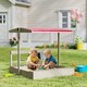 image 2 of Outsunny Kids Wooden Sandbox w Canopy, Kitchen Toys, Seat, Storage, for Outdoor
