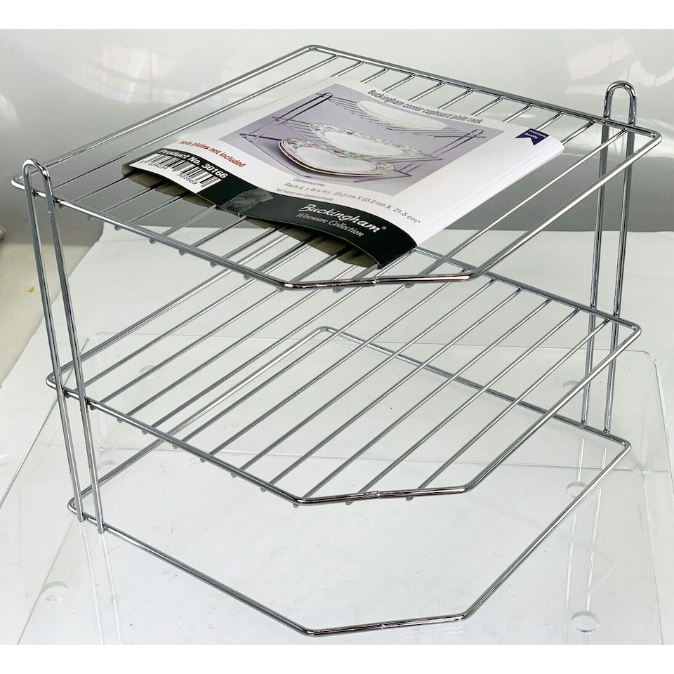 image 1 of Buckingham 3 Tier Kitchen Plate Organising Rack 23 cm ,  Chrome