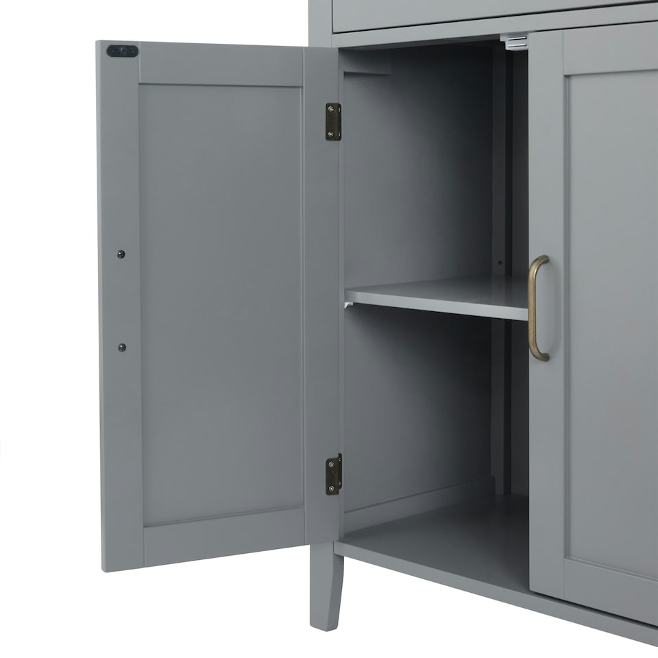image 1 of Teamson Home Wooden Bathroom Furniture Floor Cabinet Grey