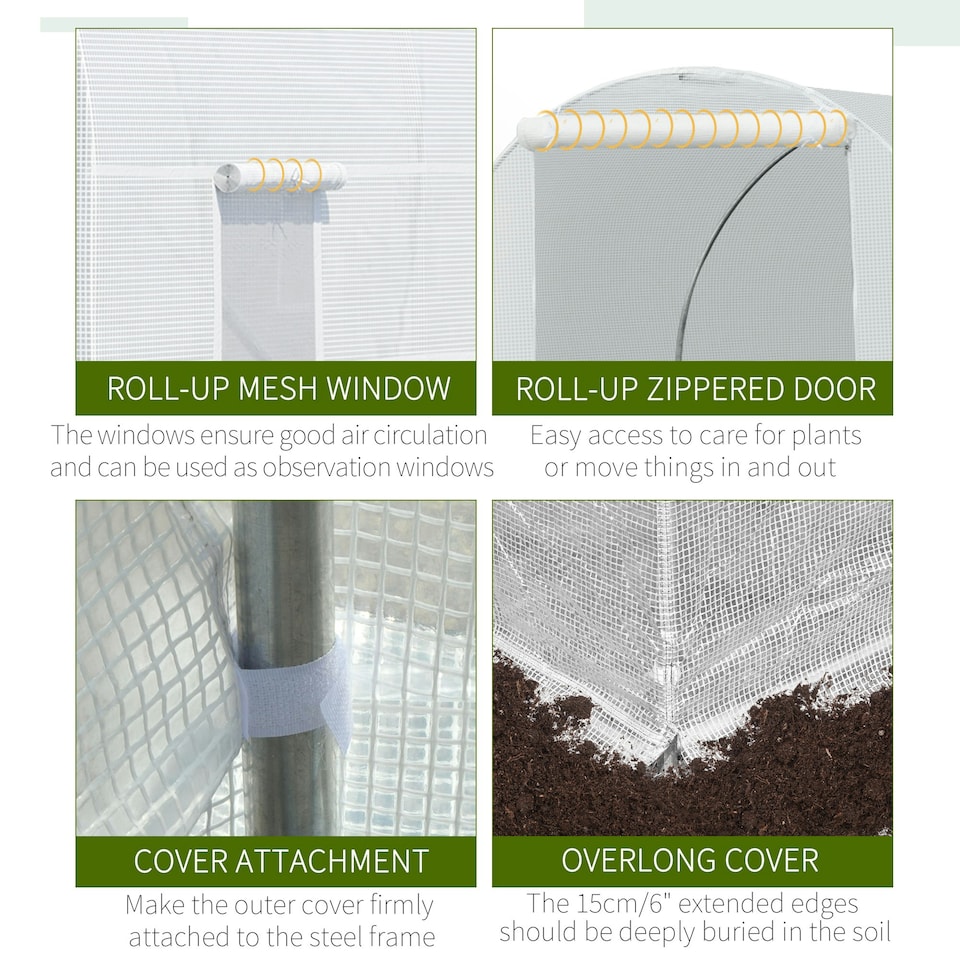 image 1 of Outsunny 4.5 x 2M Walk-in Polytunnel Greenhouse for Garden, Galvanised Steel