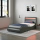 image 2 of Orion LED Lights Headboard Gaming Style Black Faux Leather Bed Frame (Single) | Black | Black | Single
