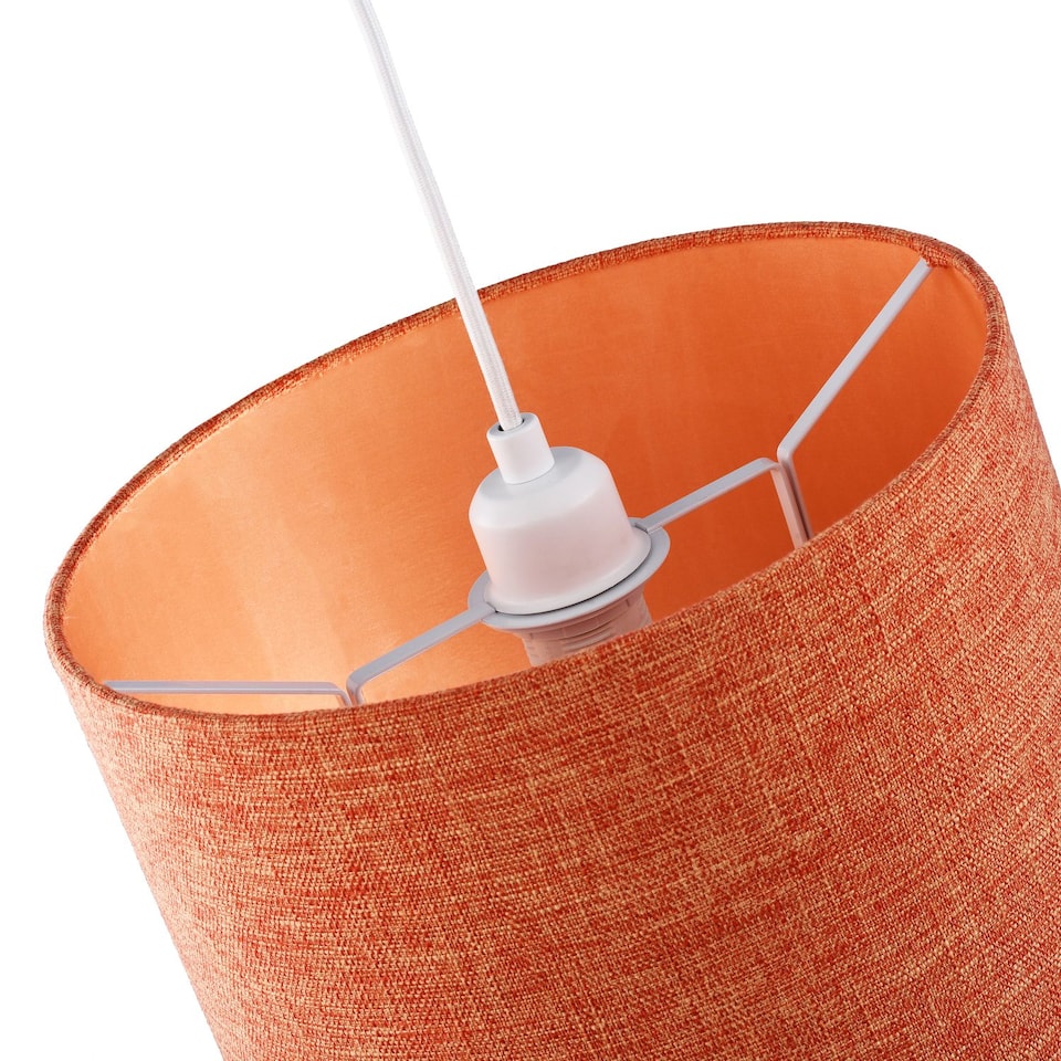 image 1 of Contemporary and Sleek Orange Natural Linen Fabric Drum Lamp Shade 60w Max | Orange | Orange | 1
