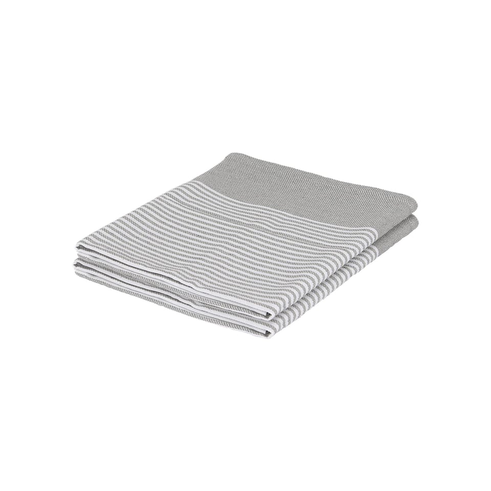 image 1 of Nicola Spring Cotton Tea Towels - 70cm x 50cm - Light Grey Pinstripe - Pack of 2
