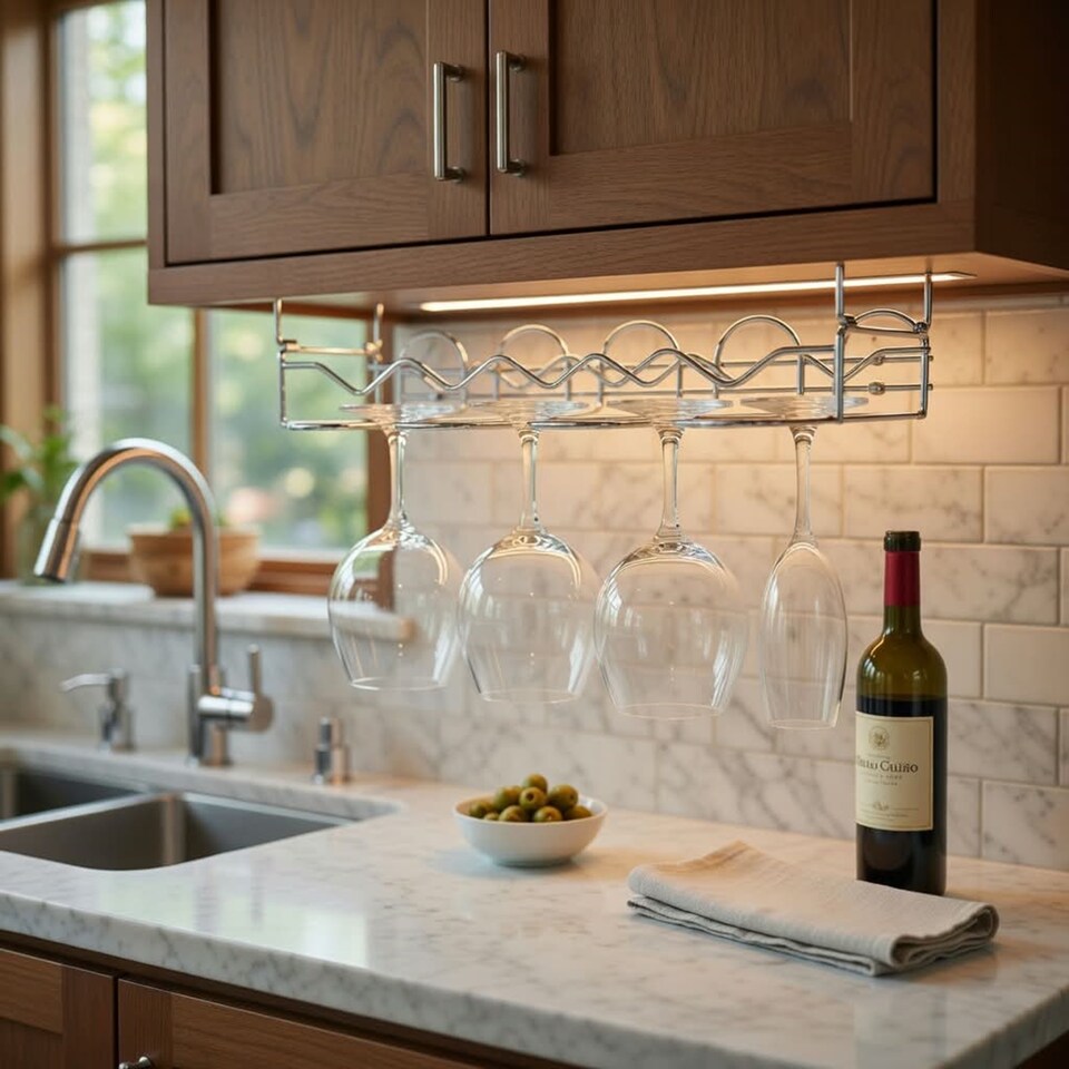 image 1 of Original Products Vinology Undercabinet Bottle and Glass Rack