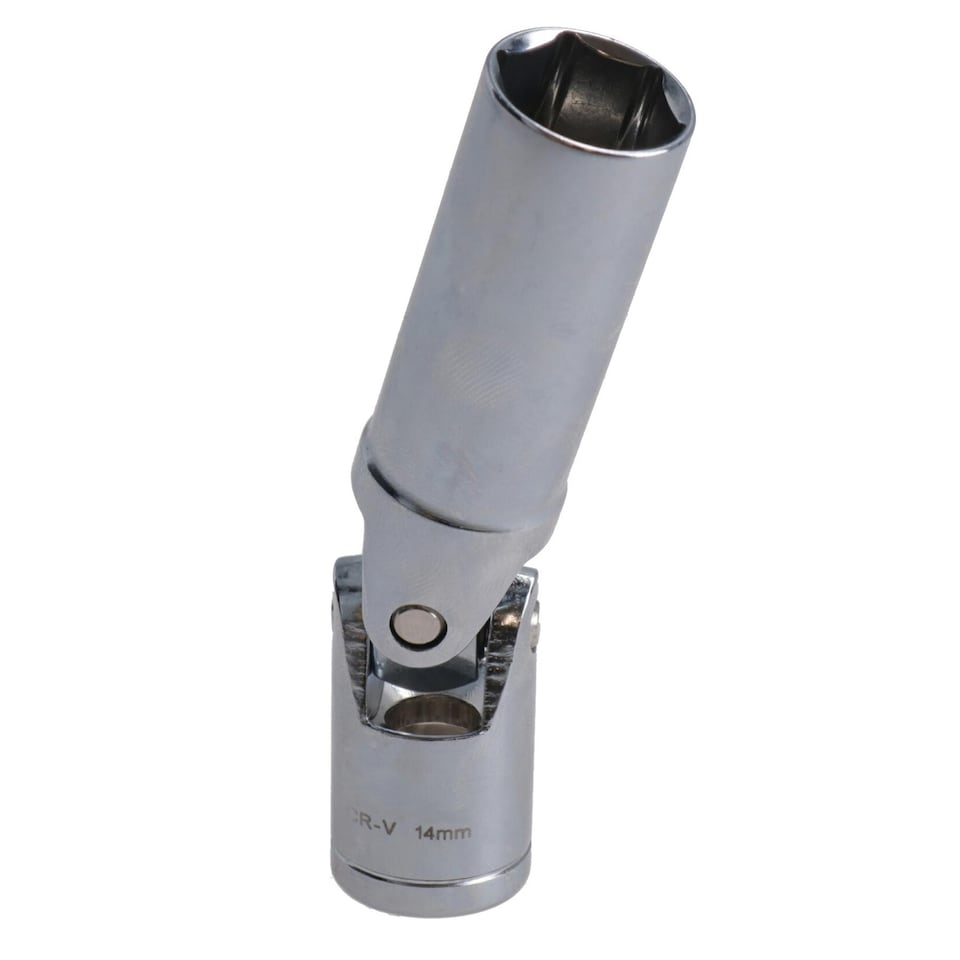 image 1 of 14mm Glow Plug Removal Socket 3/8" Drive Universal Joint Flexi Deep Diesel Engine