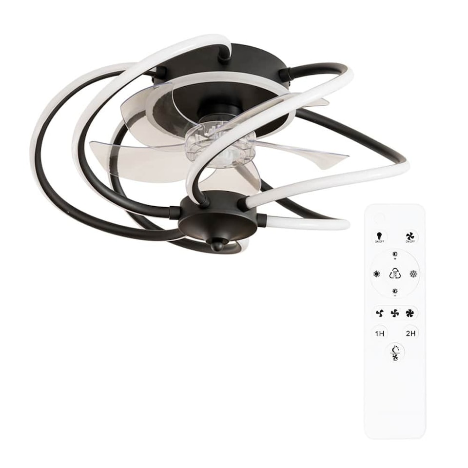 image 1 of ValueLights Infinity Black Swirl Integrated LED Ceiling Fan & Remote