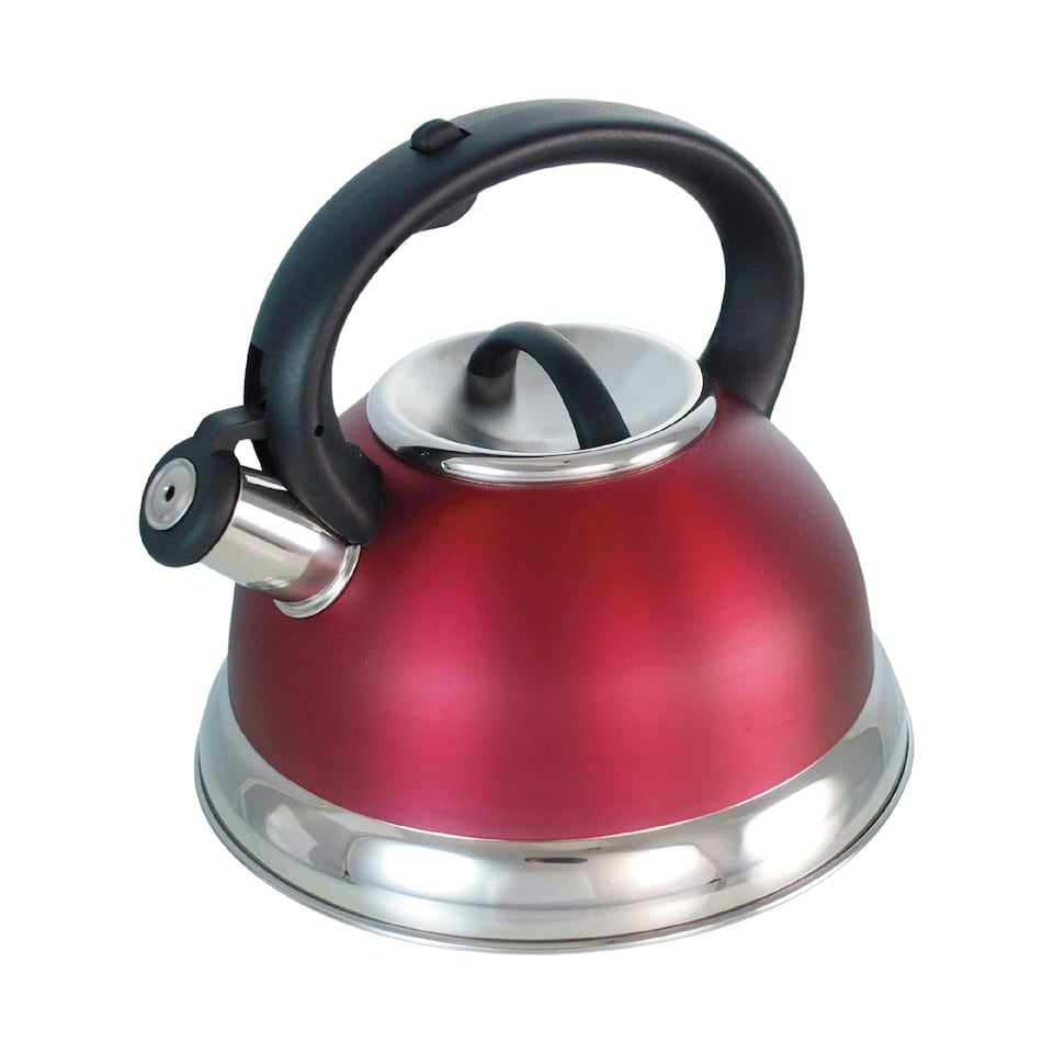 image 1 of Buckingham Stainless Steel Retro Whistling Kettle 3 Litre Red