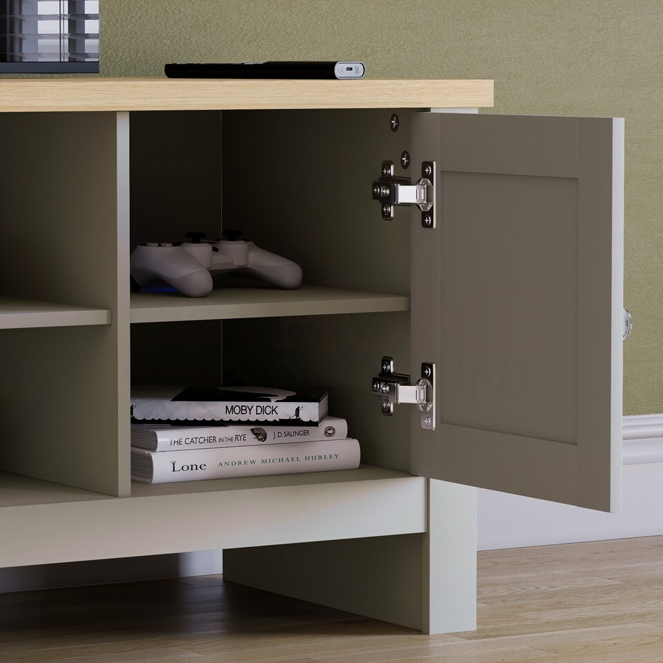 image 1 of Vida Designs Arlington 2 Door TV Unit Shaker Entertainment Storage, Grey & Oak | Grey | Grey & Oak | 1