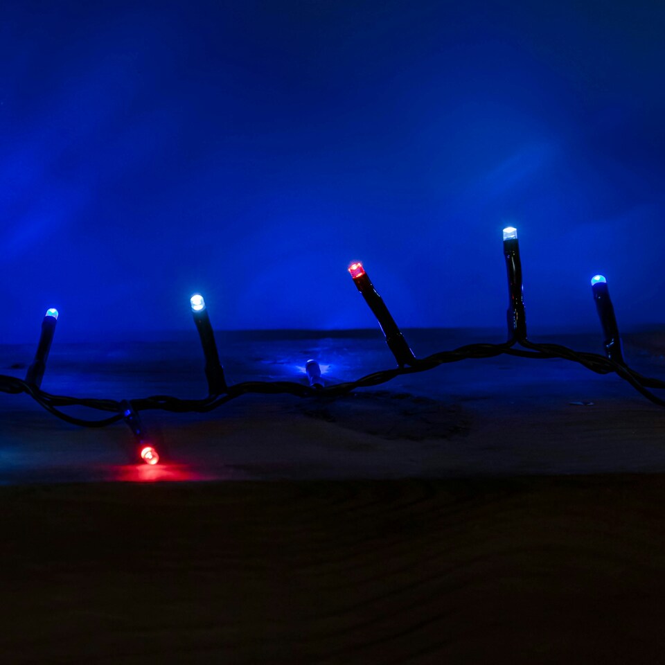 image 1 of 6m 240 LED TreeBrights Christmas String Lights with Timer in Blue, White & Red