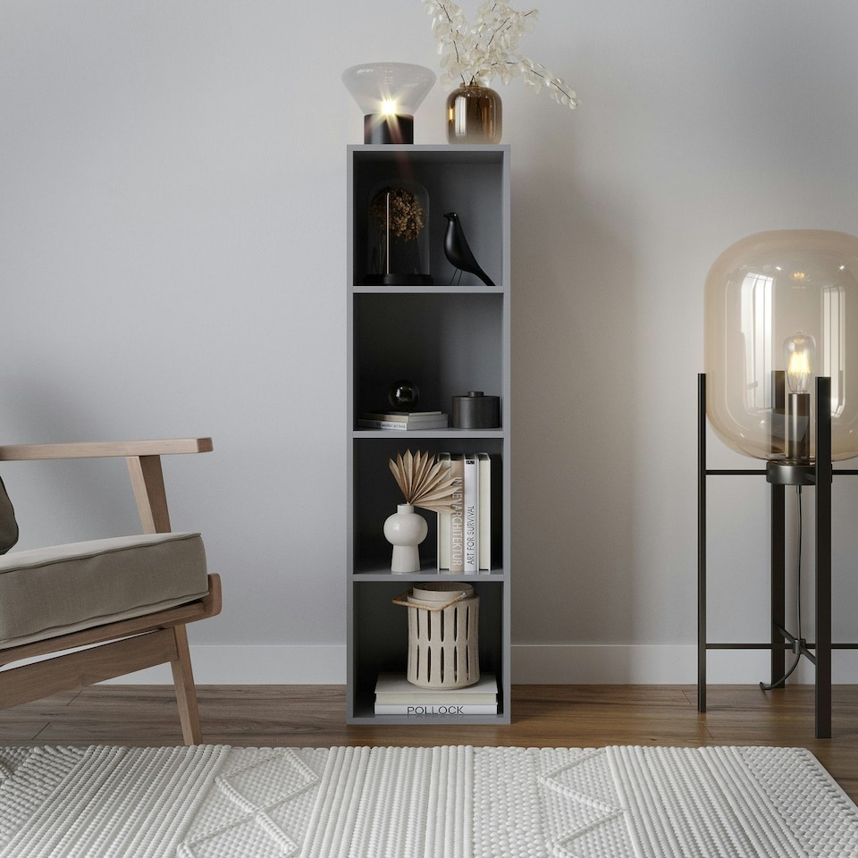 image 1 of 4-Tier Cube Shelving Unit Brown | Unit Colour: Beech