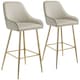 image 1 of Bar Stool Avane - with backrest, upholstered, velvet look | Cream | cream/gold | 57 x 48,50 x 108 cm | 2
