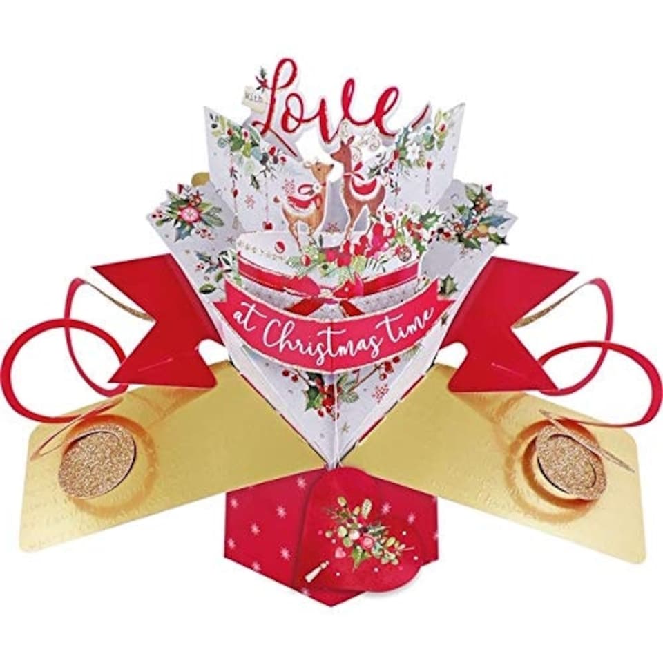 image 1 of Pop Up Greeting Card Reindeer Christmas Multi-Colour
