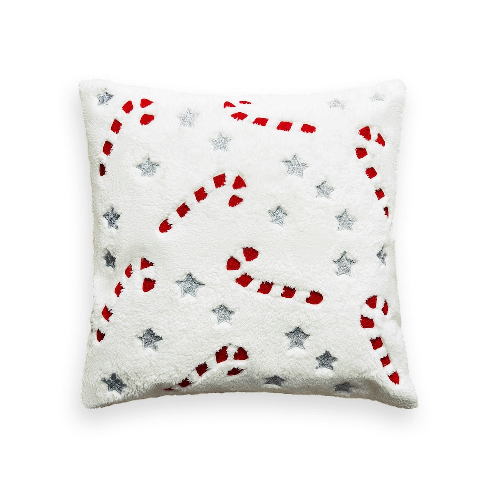 image 1 of BHS Christmas Candy Cane Cushion, Cream | Red | Red | 1