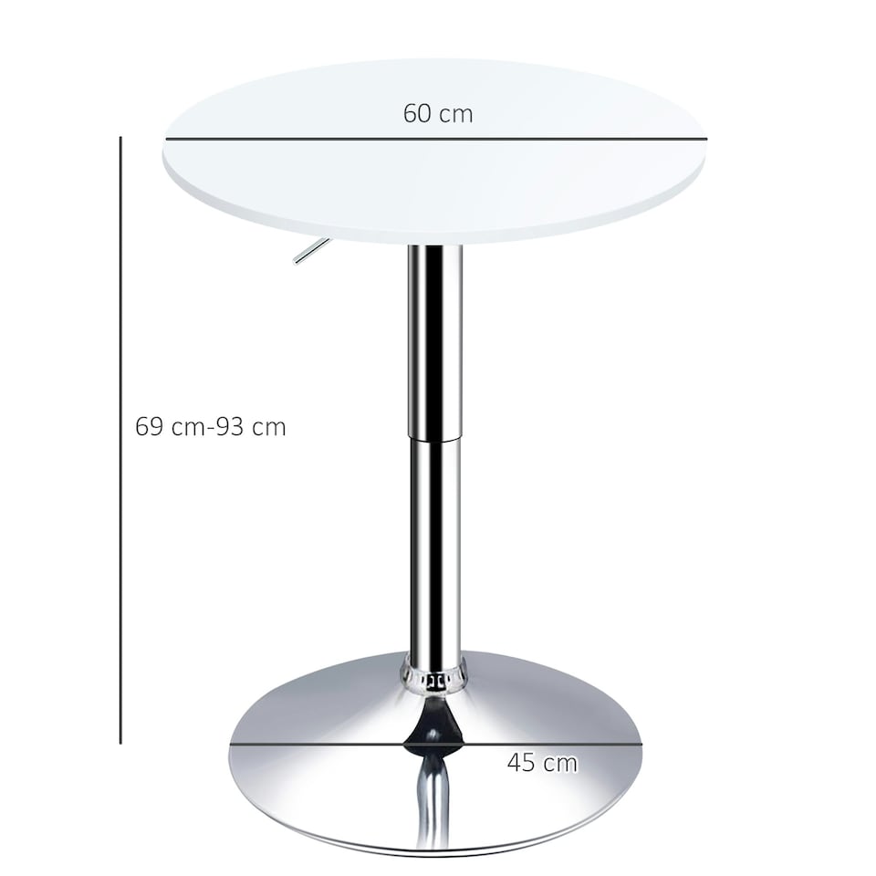image 1 of HOMCOM Adjustable Height Round Bar Table with Swivel Top Metal White