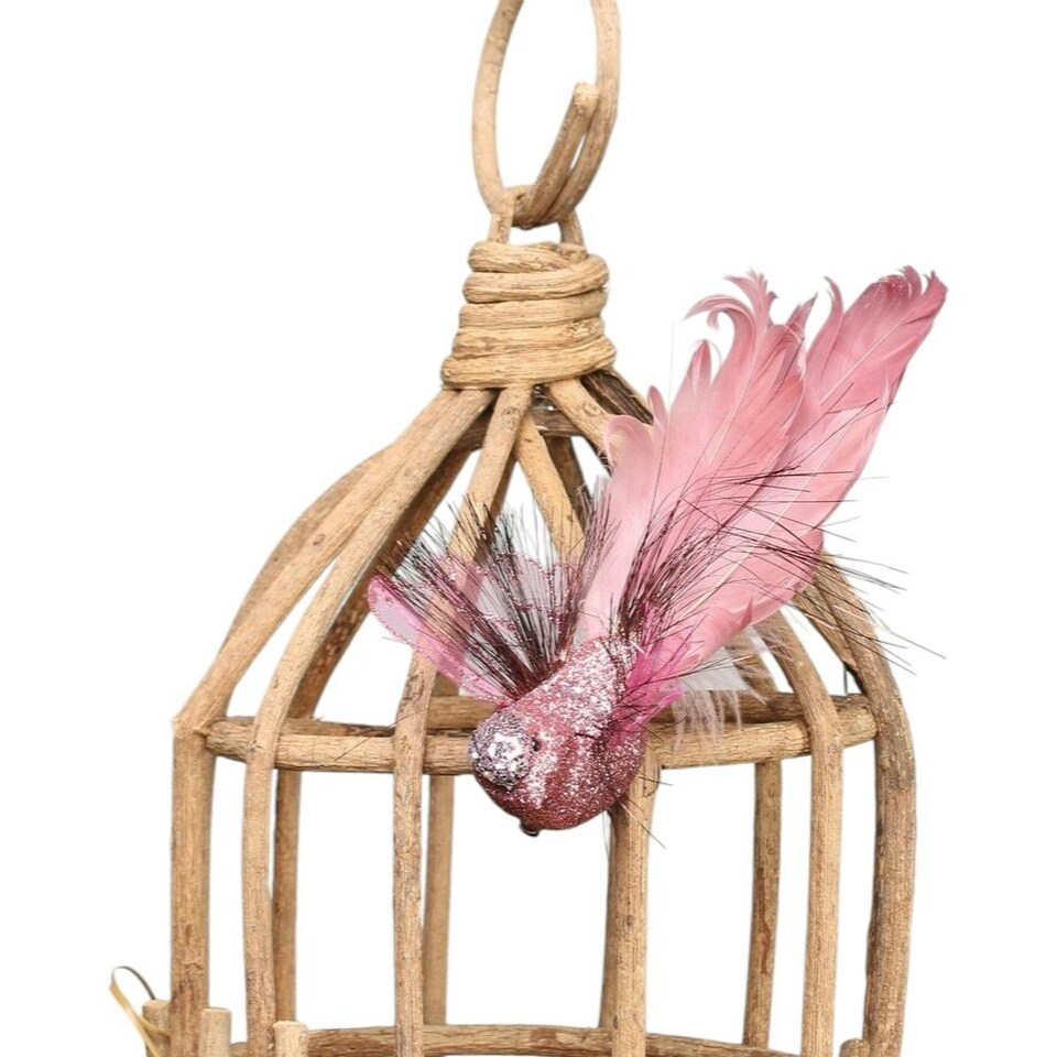 image 1 of Decorative Pink Fantasy Bird With Clip - 15cm